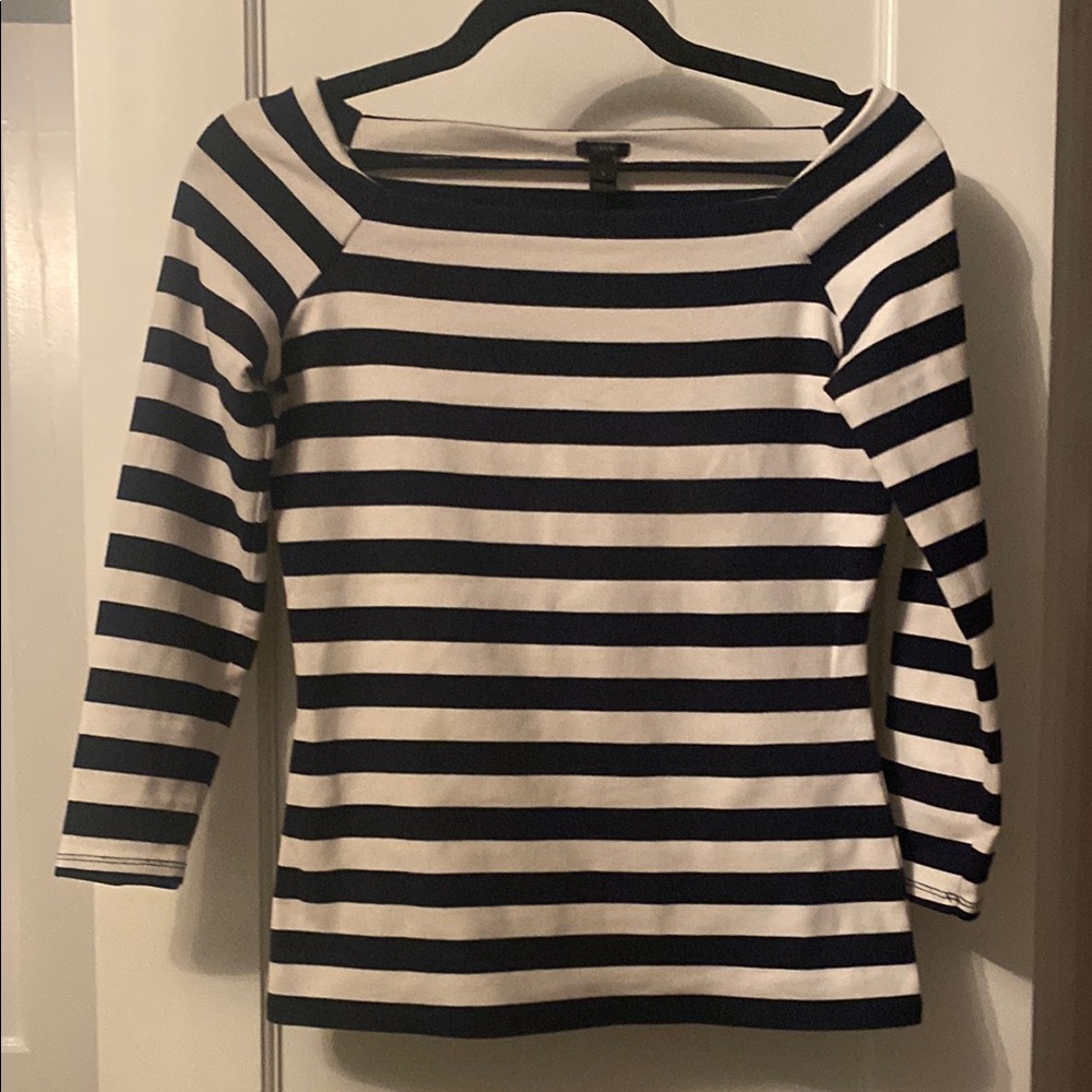 J.Crew Striped Blue and White Boatneck Top